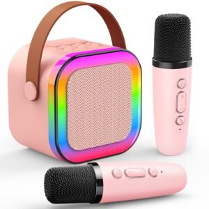 Dislocati Mini Karaoke Machine 2 Microphones, Gifts for Girls Toys Age 3-15