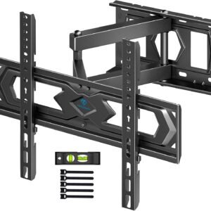 PERLESMITH TV Wall Bracket, for 26-60 Inch Television up to 40 kg, Swivel Tilt TV Bracket 43 55 Inch, Wall Mount max. VESA 400x400 mm, PSMFK10