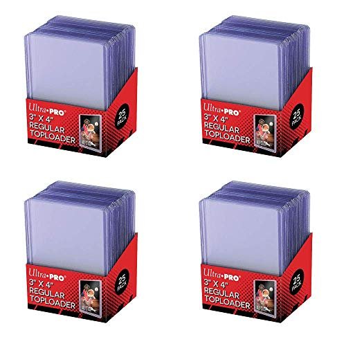 Ultra Pro 3x4 Clear Regular, Pack of 100 Toploader Thick Card Sleeves for Trading Cards such as Pokemon Magic Standard Size Transparent