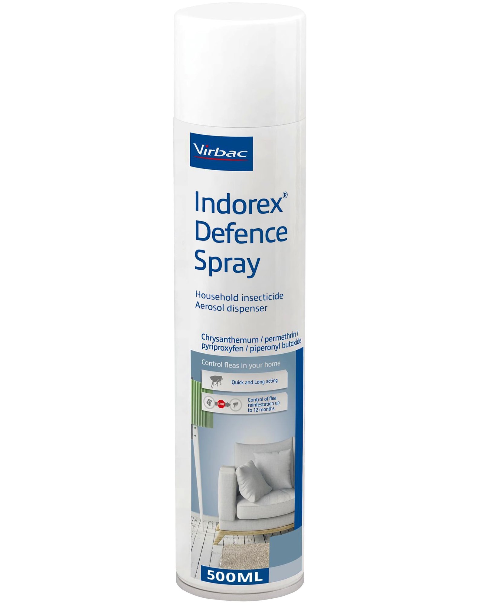 Virbac Indorex Defence Flea Spray for the Home | Kills Fleas | 500ml Can
